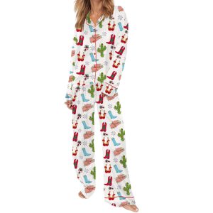 Western Christmas Silky Satin Pajama Set