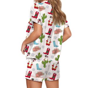 Western Christmas Silky Satin Pajama Set