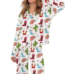 Western Christmas Silky Satin Pajama Set