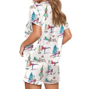 Yoga Christmas Silky Satin Pajama Set 2 Yoga Christmas Silky Satin Pajama Set