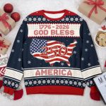 1776 - 2026 God Bless America 250 Ugly Christmas Sweater