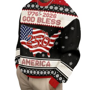 1776 2026 God Bless America 250 Ugly Christmas Sweater 4