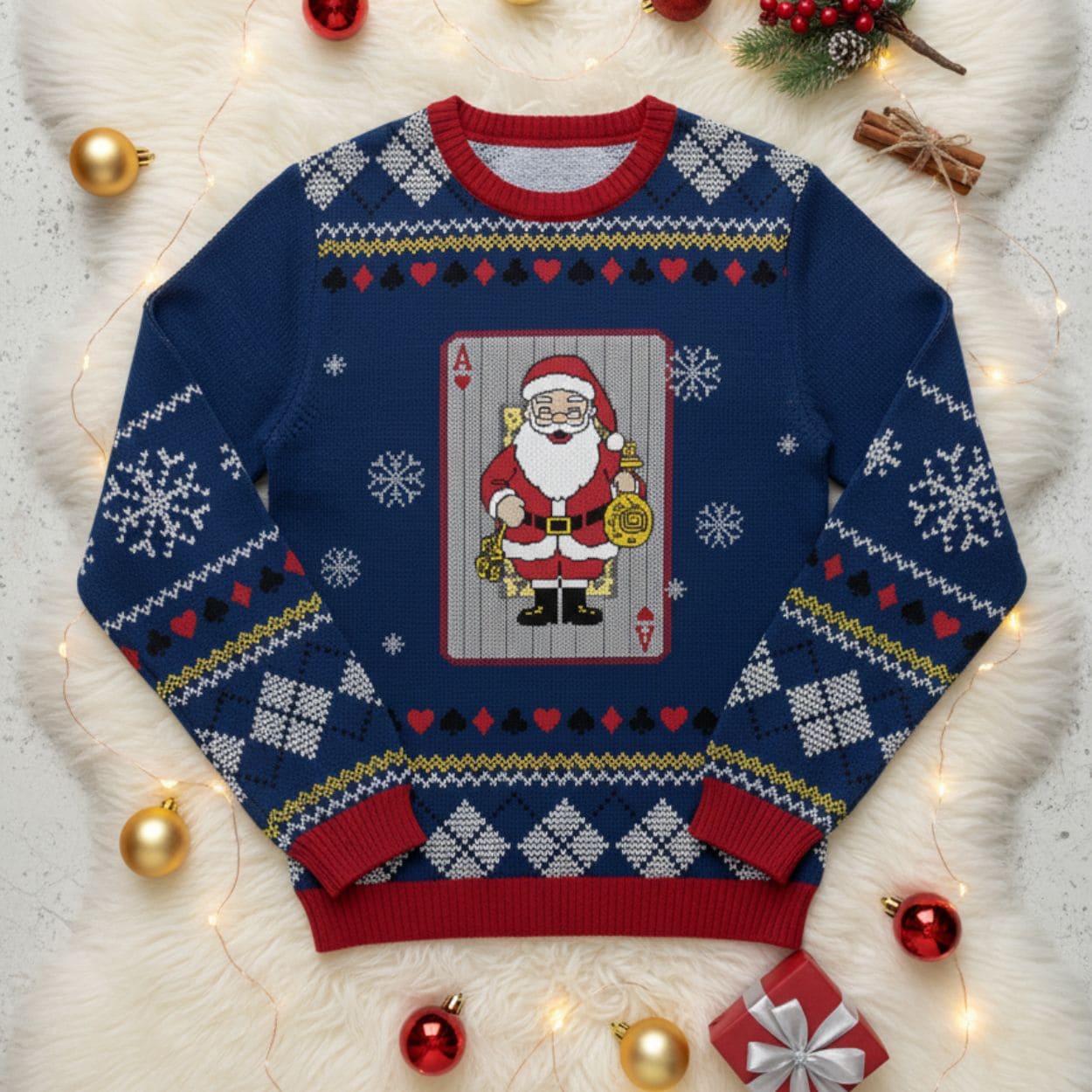 Ace of Santa Ugly Christmas Sweater Ace of Santa Ugly Christmas Sweater