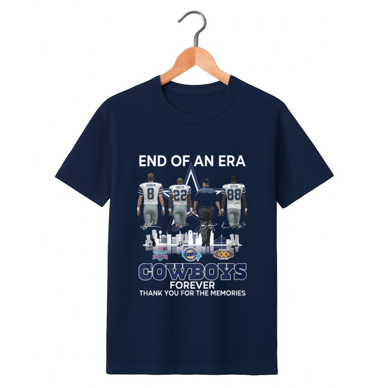 Aikman Smith Irvin End Of An Era Cowboys Forever Thank You For The Memories Shirt 1 navy 1 Aikman Smith Irvin End Of An Era Cowboys Forever Thank You For The Memories Shirt 1 navy 1