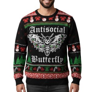 Antisocial Butterfly Ugly Christmas Sweater
