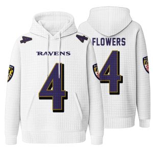 Baltimore Football Flowers 4 Waffle Hoodie 2
