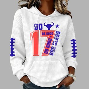Be Good Do Good God Bless Go Bills Print Waffle Fabric Hoodie 1