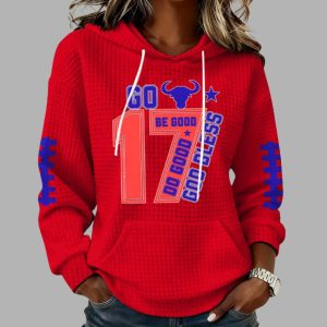 Be Good Do Good God Bless Go Bills Print Waffle Fabric Hoodie 3