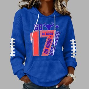 Be Good Do Good God Bless Go Bills Print Waffle Fabric Hoodie