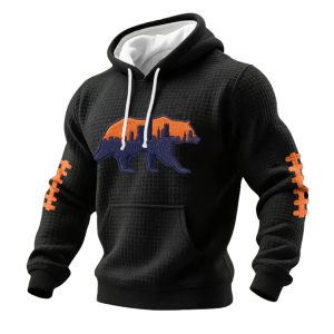 Bears Football Print Checkered Fabric Hoodie 1