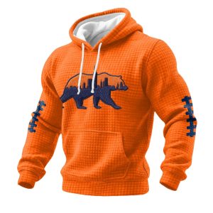Bears Football Print Checkered Fabric Hoodie 3