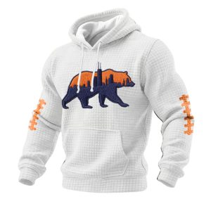 Bears Football Print Checkered Fabric Hoodie