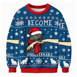 Become Ungovernable Cat Meme Christmas Ugly Sweater