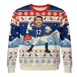 Bills Josh Allen Welcome To The North Pole Ugly Christmas Sweater