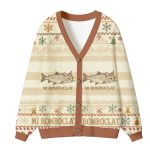 Bomboclat Fish Cat Meme Ugly Cardigan Sweater