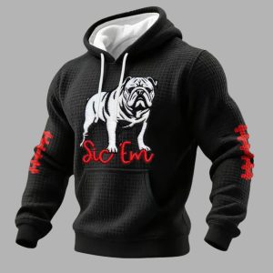 Bulldogs Football Sic 'Em Print Waffle Fabric Hoodie 2