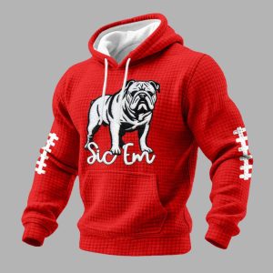 Bulldogs Football Sic 'Em Print Waffle Fabric Hoodie 3