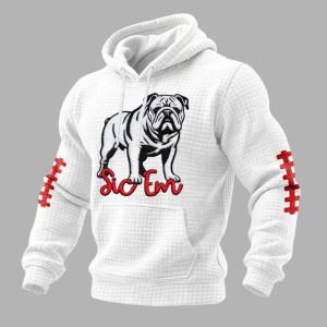 Bulldogs Football Sic 'Em Print Waffle Fabric Hoodie