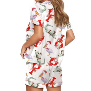 Cajun Louisiana Christmas Silky Satin Pajama Set