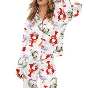 Cajun Louisiana Christmas Silky Satin Pajama Set