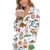 Paris Christmas Satin Pajama Set