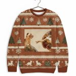 Cat God Creation Of Adam Meme Christmas Ugly Sweater