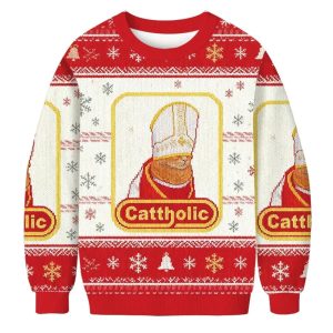Cattholic Cat Funny Christmas Ugly Sweater 2 Cattholic Cat Funny Christmas Ugly Sweater