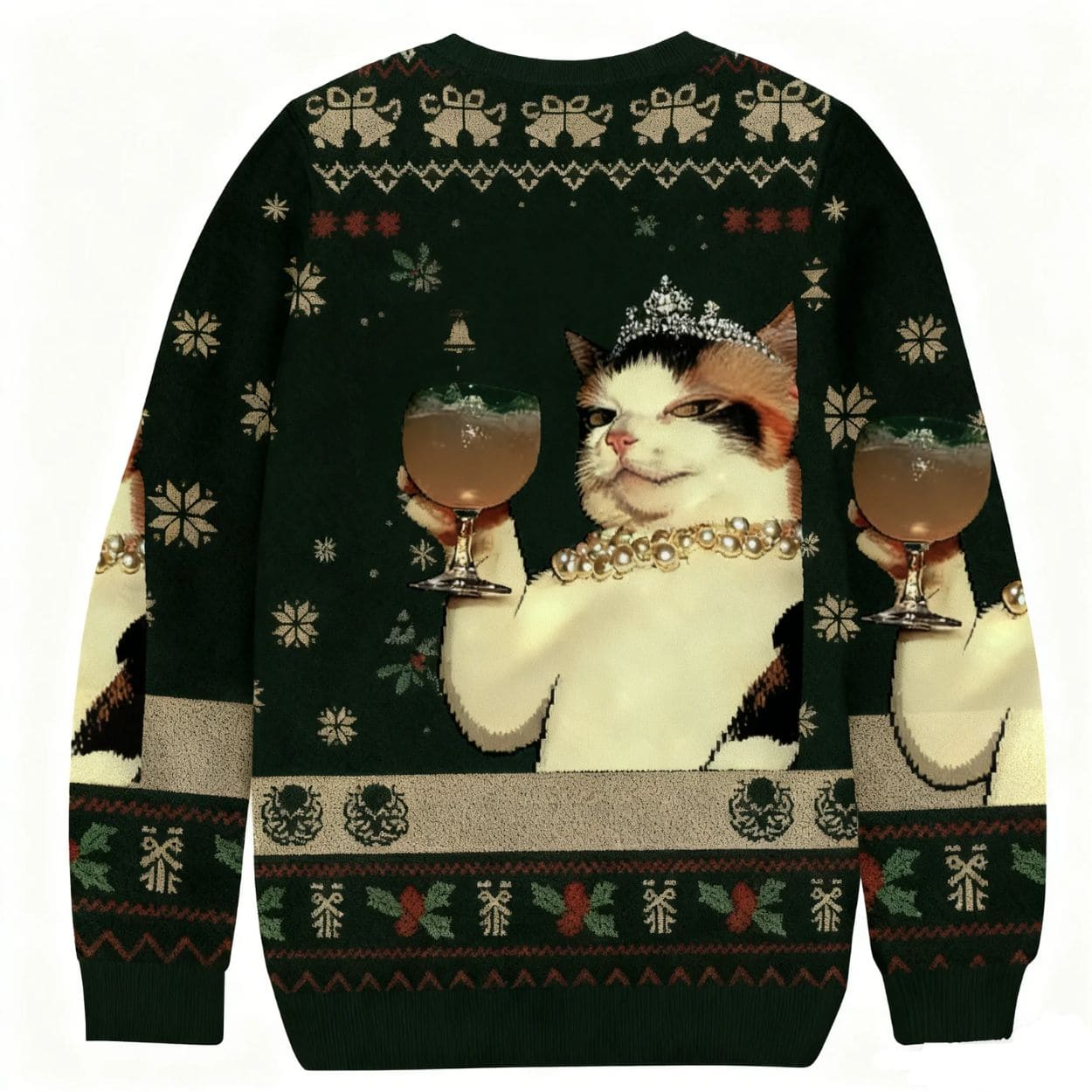 Champagne Cat Christmas Ugly Sweater Champagne Cat Christmas Ugly Sweater