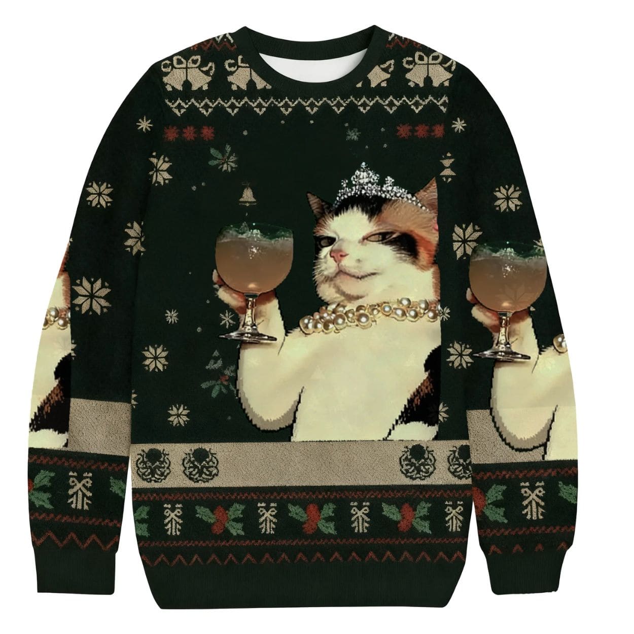 Champagne Cat Christmas Ugly Sweater Champagne Cat Christmas Ugly Sweater