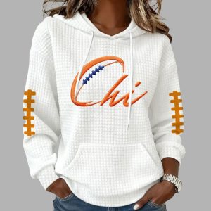 Chi Bears Football Print Waffle Fabric Hoodie