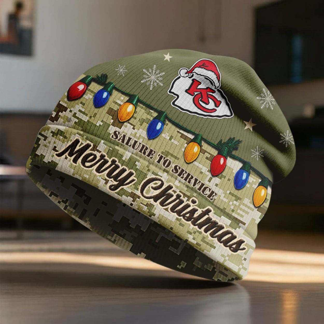 Chiefs Salute To Service Christmas Beanie Hat Chiefs Salute To Service Christmas Beanie Hat