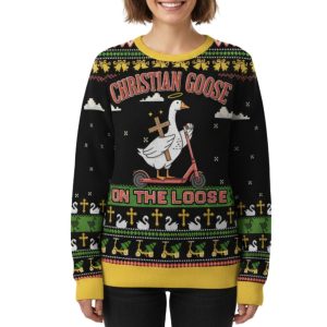 Christian Goose On The Loose Ugly Christmas Sweater 1