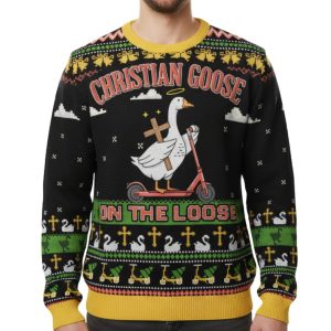Christian Goose On The Loose Ugly Christmas Sweater 2