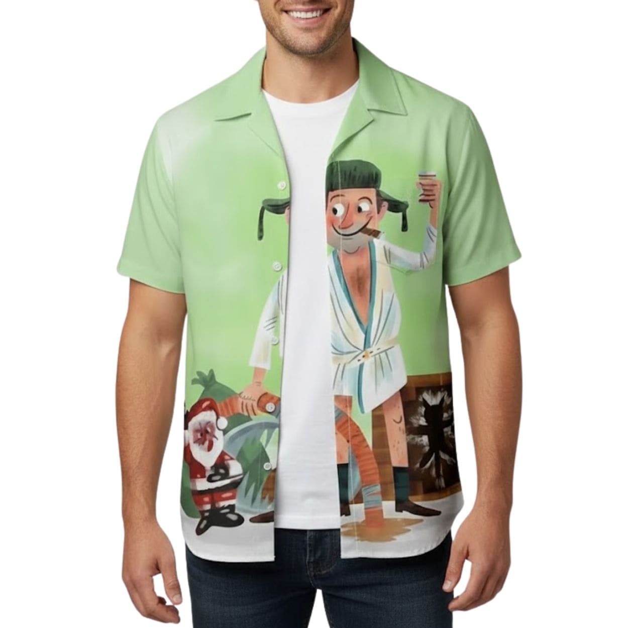 Christmas Vacation Eddie Chest Pocket Hawaiian Shirt Christmas Vacation Eddie Chest Pocket Hawaiian Shirt