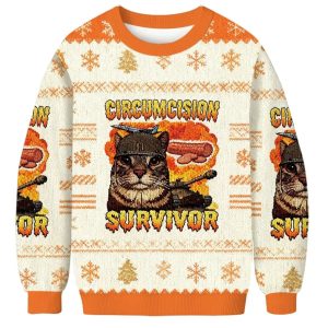 Circumcision Survivor Funny Cat Meme Christmas Ugly Sweater