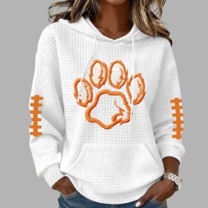 Clemson Football Print Waffle Fabric Hoodie 1 Clemson Football Print Waffle Fabric Hoodie