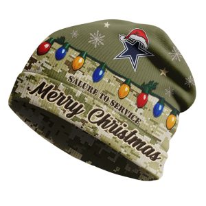 Cowboys Salute To Service Christmas Beanie Hat 1