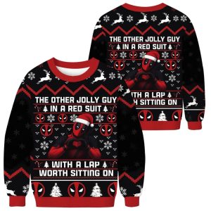Deadpool The Other Jolly Guy In A Red Suit With A Slap Worth Sitting On Ugly Sweater