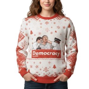 Democracy Manifest Christmas Ugly Sweater 2 Democracy Manifest Christmas Ugly Sweater 1