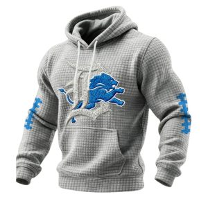 Detroit Football Print Checkered Fabric Hoodie 3 Detroit Football Print Checkered Fabric Hoodie 2