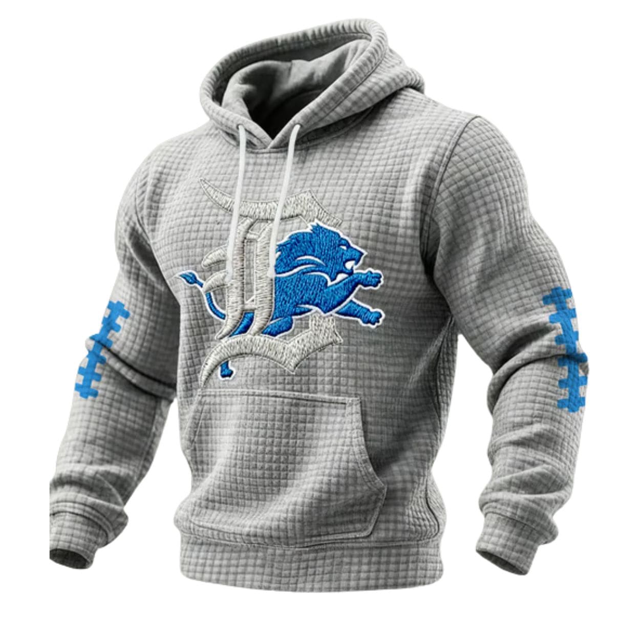 Detroit Football Print Checkered Fabric Hoodie Detroit Football Print Checkered Fabric Hoodie