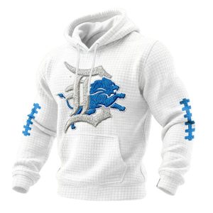 Detroit Football Print Checkered Fabric Hoodie 1 Detroit Football Print Checkered Fabric Hoodie