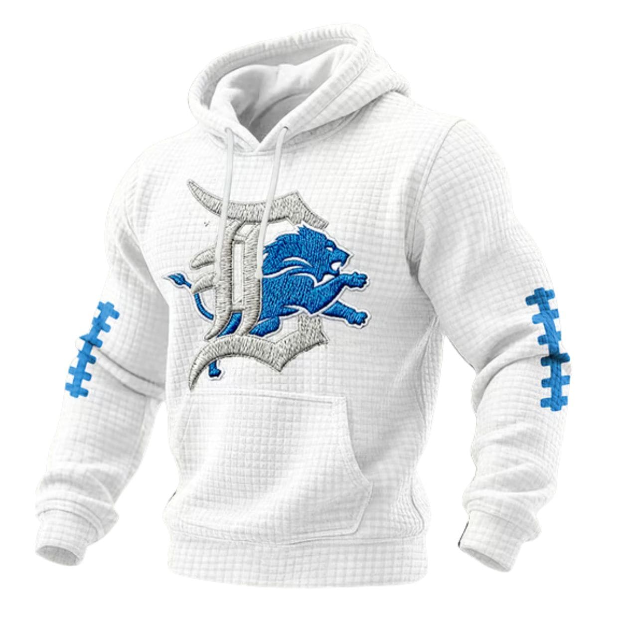 Detroit Football Print Checkered Fabric Hoodie Detroit Football Print Checkered Fabric Hoodie