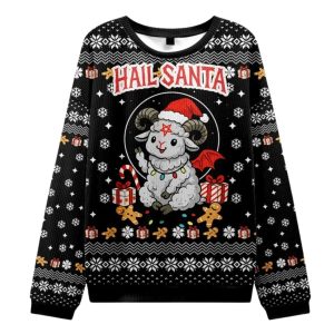 Devil Sheep Hail Santa Christmas Ugly Sweater 1 Devil Sheep Hail Santa Christmas Ugly Sweater