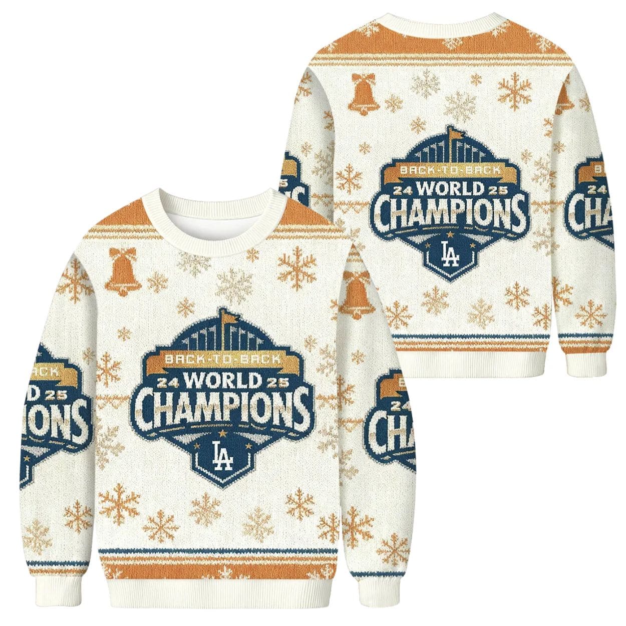 Dodgers Back To Back World Series Champions 2024 2025 Ugly Christmas Sweater Dodgers Back To Back World Series Champions 2024 2025 Ugly Christmas Sweater