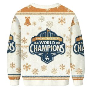 Dodgers Back To Back World Series Champions 2024-2025 Ugly Christmas Sweater 2 Dodgers Back To Back World Series Champions 2024 2025 Ugly Christmas Sweater