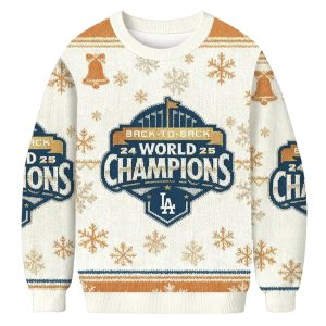 Dodgers Back To Back World Series Champions 2024-2025 Ugly Christmas Sweater 1 Dodgers Back To Back World Series Champions 2024 2025 Ugly Christmas Sweater