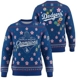 Dodgers x Takashi Murakami 2025 World Series Champions Ugly Christmas Sweater