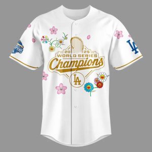 Dodgers x Takashi Murakami 2025 World Series Champions White Jersey