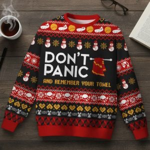 Don't Panic Ugly Christmas Sweater 1 Don't Panic Ugly Christmas Sweater